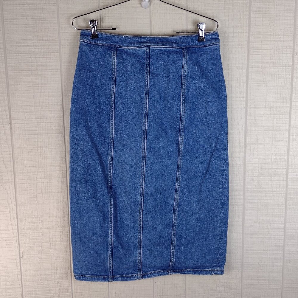 Anthropologie Pilcro Denim Pencil Skirt Button Front Stretch Straight - Picture 6 of 6